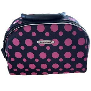 Rockland Black and Pink Polka Dot Cosmetic Bag